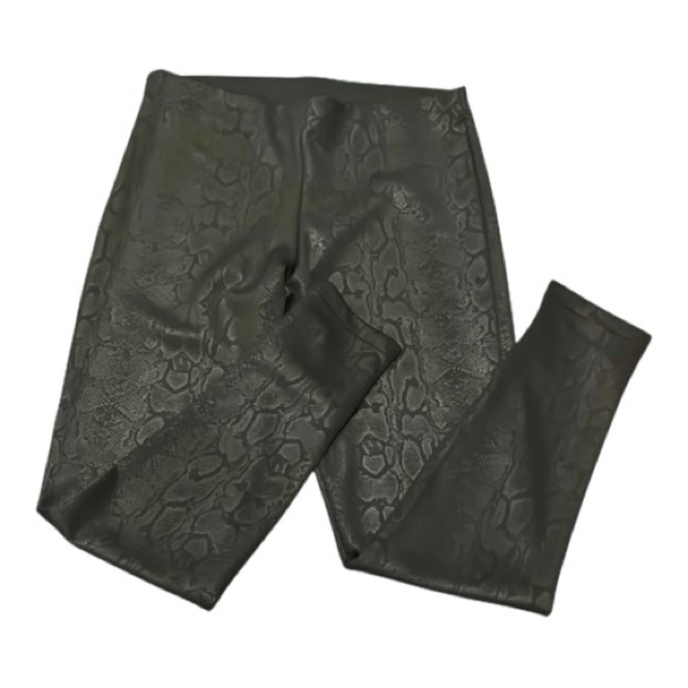 Soft Surroundings Black Snake Embossed Leggings S Ankle Zip Stretch Pant